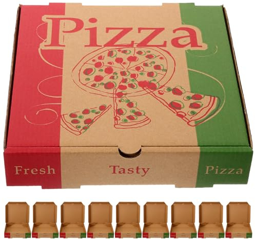 MOTHNUR 10 pièces Boîte à Pizza Papier Alimentaire Boîte Carton Pizza Emballage Repas Emporter Protection Fraîcheur et Anti-fuite pour Livraison