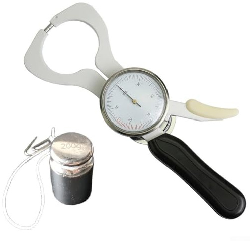 Skinfold Body Fat Caliper for BMI Measurement, 0-60mm Metal and Plastic Body Fat Tester with Constant Pressure Design, Suitable for Athletes and Fitness Enthusiasts