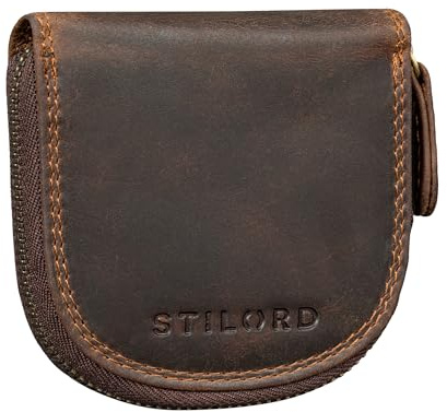 STILORD Cash Mini Portefeuille Cuir Vintage Porte-Monnaie Étui Pochette pour Monnaie pour Hommes Femmes en Cuir Véritable Couleur:Soria - Marron