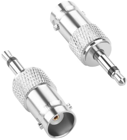 QIANRENON BNC to TS 3.5mm Mono Audio Adapter BNC Female to 1/8 TS Male Coaxial Power Connector Converter, for Oscilloscope Camera Surveillance Broadcasting Professional Audio, 2Pcs