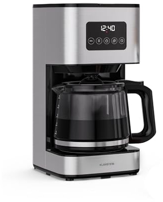 Klarstein Verosteel Filterkaffeemaschine – Edelstahl-Kaffeemaschine, 1,5 L für bis zu 12 Tassen, LCD-Display, Warmhaltefunktion 40 min, Anti-Tropf-System, automatische Abschaltung