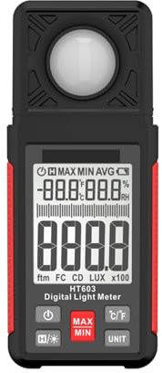 Misuratore di lux digitale luce HT-603 200.000 Lux illuminamento Display LCD retroilluminato umidità ambientale e temperatura