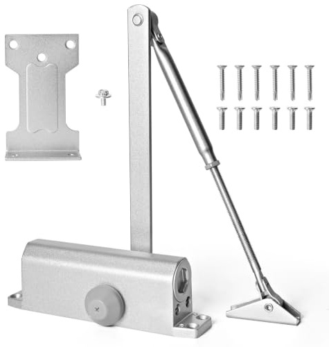 Cierrapuertas automatico, Muelle Cierrapuertas, Plata | Cierra Puertas Automática, dispositivo amortiguador, para puertas interiores y exteriores, para uso privado como comercial