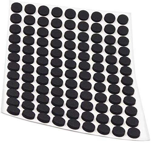 Adsamm® / 108 x Patins antidérapants Autocollants en Caoutchouc cellulaire EPDM/ø 10 mm/Noir/Rond/Patins antidérapants de 2,5 mm d'épaisseur