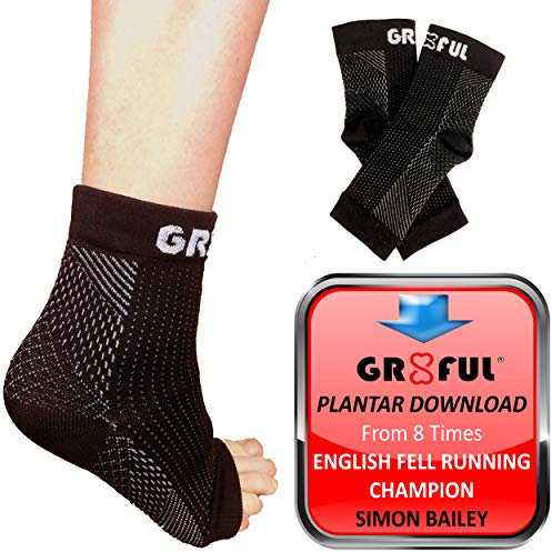 gr8ful® Plantar Fasciitis Socks & Support Sleeves for Men & Women – Compression Foot & Arch Support for Heel Pain, Achilles, Running & All-Day Comfort – 1 Pair Black S/M
