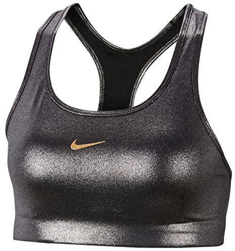 Nike dam Swoosh ikon Clash Shmr Sport-bh Black/Black/Metallic Silver Large