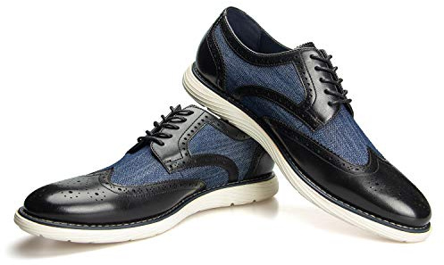 JITAI Oxfords herrskor, fritidsskor för män, lätta snör-modeskor, Blå 10, 45 EU
