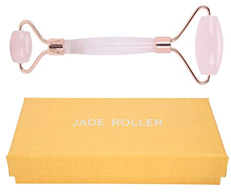 Jade Roller Gesichtsmassagegerät Jade Facial und Gua Sha Set, Gua Sha Facial Massager Hautpflegeset für Anti-Aging Face Roller Gesichtsmassagegerät für Skin Eyes Neck(Roségold)