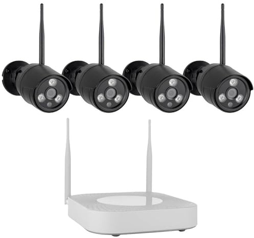 Smartwares Kit de sécurité connecté CMS-30300-4 caméras et enregistreur NVR - Espace Disque Dur 1 to Noir