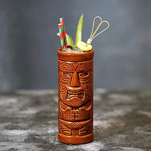Tiki Mugs XW777 Tiki Tiki Becher Cocktail Tiki Bar Party Barware Collection Interessante Trinkbecher Keramik Tiki Tassen Hawaii Party Niedlich Exotische Cocktailgläser (Mysxz)