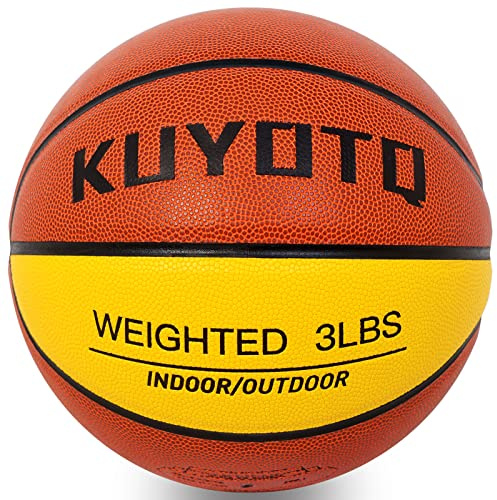 KUYOTQ 3lbs Weighted Heavy Size 7 Training Basketball 29.5 Composite in & Outdoor Heavy Training Weighted Basketball for Improving Ball Handling Dribbling Passing and Rebounding Skill | deflated
