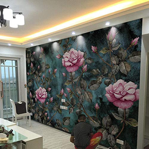 ZZXIAO European-Style Dark Rose Wallpaper Bedroom Living Room Tv Wall Tv Background Wall Paper Seamless Wall Covering Flow 3d wallpaper paste living room the wall for bedroom Mural border-430cm×300cm