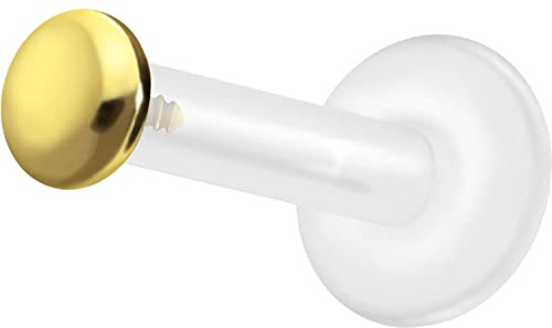 PIERCINGLINE PTFE Labret mit Innengewinde TITAN AUFSATZ SCHRAUBDISC FLACH Piercing Lippe Nase Ohr Helix Tragus Medusa Farb & Größenauswahl