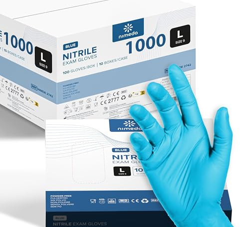 Kemes Nitrilhandschuhe L 1000 Stück Hellblau Einweghandschuhe Latexfrei Puderfrei Nitril Gloves Größe Large