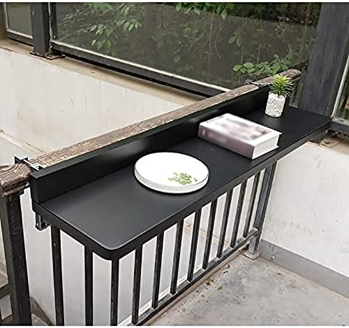 Klappbarer Decktisch Geländer, Balkon-Hängetisch, Balkontisch Zum Aufhängen, Balkon-Stehtisch Für Geländer, Balkon-Hängetisch Zusammenklappbar, Geländertisch Im Freien, Balkon-Thekenhöhe,Schwarz,8