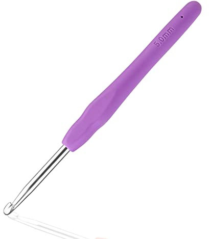 Doxiru Crochet Hook 5.0 mm Aluminium, Ergonomic Soft Rubber Grip, Suitable for Beginners to Learn Hand-Knitted Sweaters