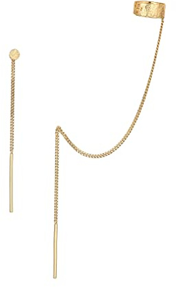 Elli Ohrringe Damen Earcuff Kette Durchzieher Plättchen in 925 Sterling Silber