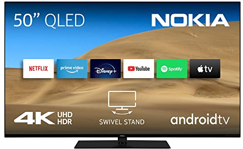 Nokia 50 Zoll (126cm) QLED 4K UHD Fernseher Smart Android TV (WLAN, HDR, Triple Tuner DVB-C/S2/T2, Netflix, YouTube, Prime Video, Disney+) - QNR50GV215ISW - 2022