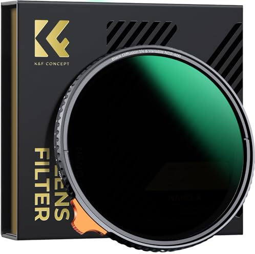 K&F CONCEPT Filtre 55mm Black-Mist 1/4 et Filtre ND Variable nd2-400 2 en 1 | HD,Nano-revêtement de 28 Couches,Étanche,Verre optique,Résistant à l’huile et aux rayure,Cadre CNC Antidérapant,Nano-X,FN723