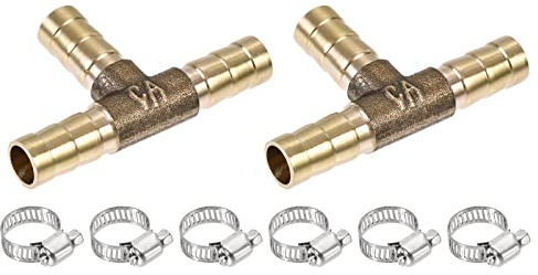 M METERXITY 2pz Guarnitura Tubo Raccordi - 8mm OD Ottone Tubo Raccordo Tubo Connettore con Tubo Morsetti Applicazione Acqua Carburante (Forma T 3 Modo)