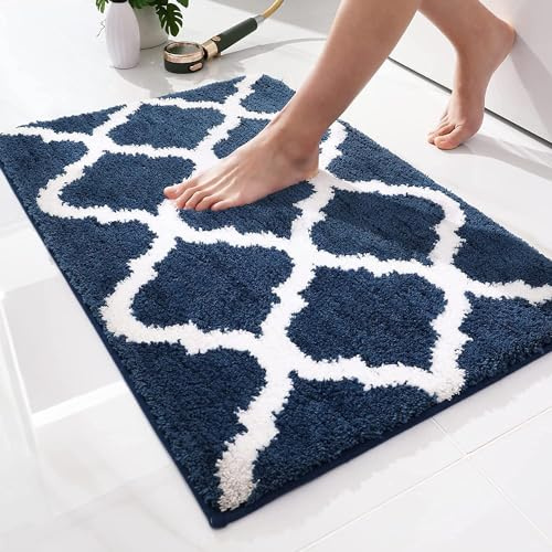 Homaxy Mikrofaser Badematte Badezimmerteppich - 50x76 cm, Marine Blau | flauschig weich, bequem&luxuriös, extrme saugfähig, rutschfeste rückseite, maschinenwaschbar&trocken, vielseitig einsetzbar