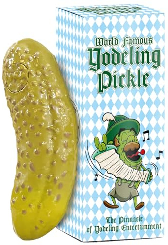 DR DINGUS Yodeling Pickle (1 Pickle - 5 Inch) Sings Dill-lightful Yodel Song - Make Anyone Laugh - Best Singing Gag Gift for Friends Family Coworkers - White Elephant