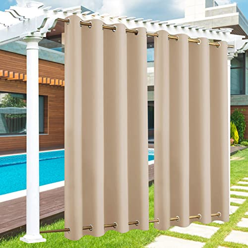 LZXSXZ Outdoor Vorhang Wasserdicht 1 Stück, Outdoor Vorhang mit Ösen Oben und Unten, 24 Farben Outdoor Vorhang Wasserdicht Wetterfest Blickdicht für Veranda, Pergola, Laube, B254xH241CM