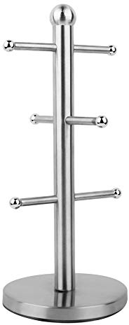 Natudeco Taza De Café Árbol Portavasos De Acero Inoxidable Taza Soporte De árbol Estante De Exhibición De Tazas Organizador De Tazas con 3 Ramas Accesorios De Café para Cocina Y Bar