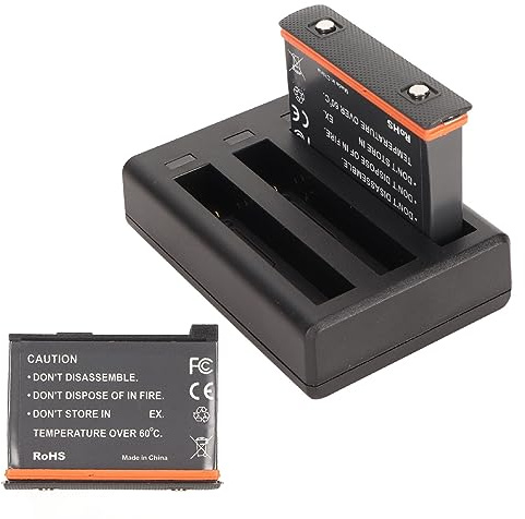 2 X 1800 MAh Batterie de Caméra d'action Rechargeable avec Chargeur USB 3 Emplacements, Batterie au Lithium Polymère Rechargeable avec Chargeur Compatible pour X3