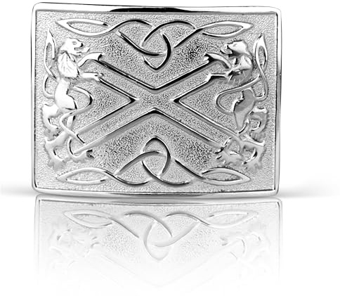 Hamilton Kilts Boucle de ceinture de kilt écossaise - Accessoire traditionnel pour kilt des Highlands - Laiton massif, Saltire Silver