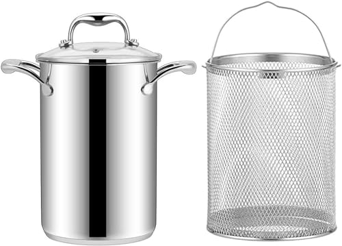 Pot À Asperges 4L Avec Panier Et Couvercle, Cuiseur De Riz Et De Légumes Aux Asperges En Acier Inoxydable 304 Cuiseur À Vapeur Spaghetti Cuiseur À Pâtes Huile Poêle À Frire