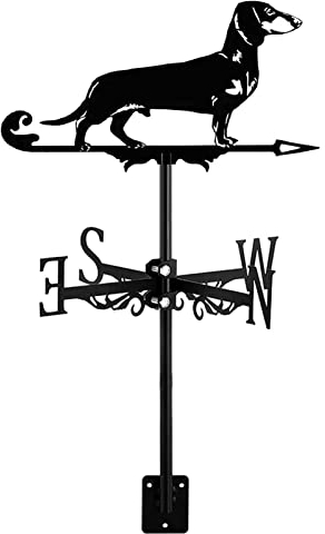 Wetterfahne, Eisendach-Installation, langlebig, Windfahne aus schwarzem Metall, Retro-Stil, für den Außenbereich, Garten, Terrasse, Hof, Bauernhof-Szene, Ornament-Dekoration, Dackel