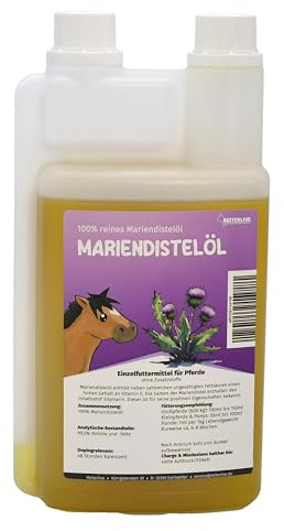 Reiterlive Mariendistelöl 1L - Einzelfuttermittel für Pferde, Hunde & Katzen – Natürliche Nahrungsergänzung & kaltgepresst – Reich an Omega 6 und Vitamin E