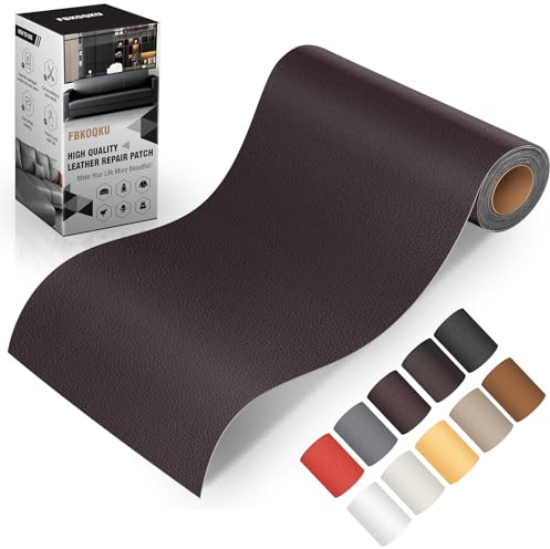 Leder kunstleder selbstklebend, 10 x 200cm leder reparatur set für Möbel, Sofa, Autositze, Taschen, Leder Reparatur und Renovierung(Dunkelbraun)
