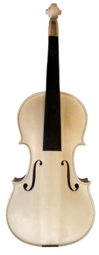 YoungMonic Handgefertigte Geige in voller Größe, professionell, unlackiert, einteilig, Flammenahornboden, Fichtenbauer, DIY Violine (4/4)