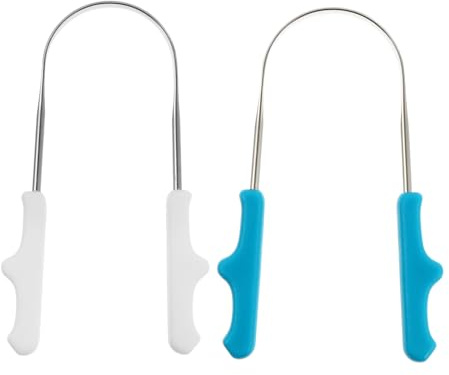 ORFOFE 2pezzi Nettalingua u Shape Strumento Per La Pulizia Orale Inossidabile Facile Da Usare Per Adulti Design Ergonomico e Resistente Ottimo Per Igiene Orale