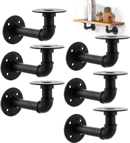DAJAVE 6 Stück Regalwinkel, Regalhalterung Regalträger 15cm Regal Wandhalterung Schwerlast, Regalhalterung Schwarz Tragkraft für Regale 75 KG