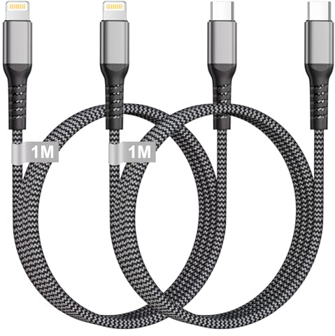 KINPEE Cable USB C vers Lighting 1M 2 Pack, Cable iPhone USB C MFi Certifié Câble Chargeur Phone Charge Rapide Câble Cordon Lightning Fil Chargeur USB C pour iPhone 14/13/12/11/X, iPad, AirPods
