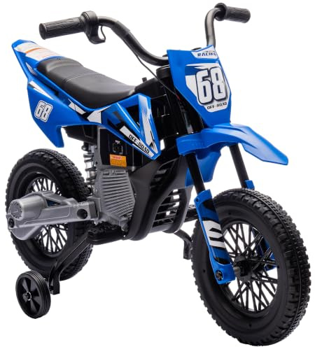 AIYAPLAY Elektro Kindermotorrad mit Musik, 2 Stützrädern, 3-6 Jahre, Blau | Elektromotorrad, Kinder Elektro Motorrad, 2,4-5 km/h