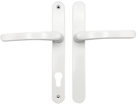 TSS UPVC Door Handles Set with Blank External (Dummy) - Lever/Lever - 92mm PZ (Centres) - 215mm Screw to Screw - Backplate 246mm X 32mm Replacement Dummy UPVC Door Handles (White)