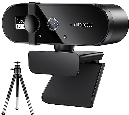 AUBEST Webcam, Webcam for PC Web Camera Mini Web Cam avec Microphone USB Webcan Autofocus 4K 2K 1080P Full HD Stream Camera for Ordinateur Portable(1080P with Tripod)