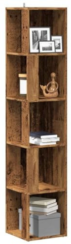Rantry Eckschrank aus antikem Holz, 33 x 33 x 165 cm, aus Spanplatte, Sideboard, Küchenschrank, Aufbewahrungsschrank für Wohnzimmer, Büro, Möbel