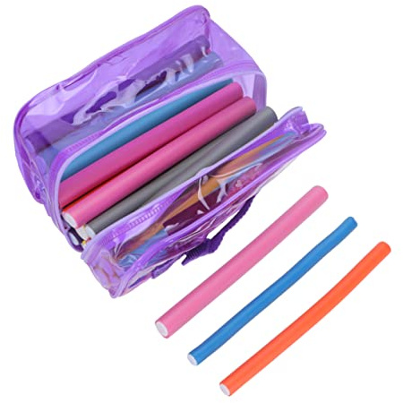 IWOWHERO Flexible Hair Curling Rods Hair Rollers for Women with Smooth Sponge Surface and Portable Bag Create Beautiful Bouncy Spiral Curls and Waves for Girls and Ladies