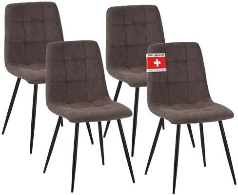 ALBATROS Esszimmerstuhl Bora mit Cord Bezug, 4er Set Braun, stilvolles Vintage Design, belastbar mit 110Kg, Polsterstuhl - Moderner Küchenstuhl, Stuhl Esszimmer oder Esstisch Stuhl