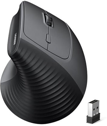 UGREEN Ergonomic Wireless Mouse 2.4G, Vertical Bluetooth Mouse, 6-Buttons Silent Mice with 4 Adjustable 4000/2000/1600/1000 DPI, USB and BT5.4 Dual Modes, for Windows/OS/Linux/Android, Laptop/PC, etc.