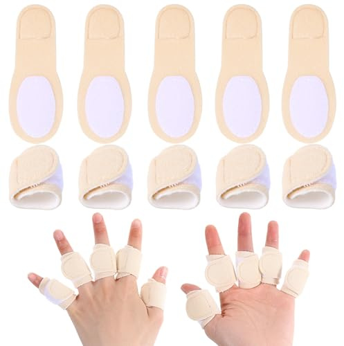 Ptwola 10pcs Castor Oil Pack Wrap for Fingers, Reusable Soft Castor Oil Compress Pack Self Adhesive Adjustable Finger Wraps for Finger Thumb Arthritis Tingling Cracking (Oil Not Included)