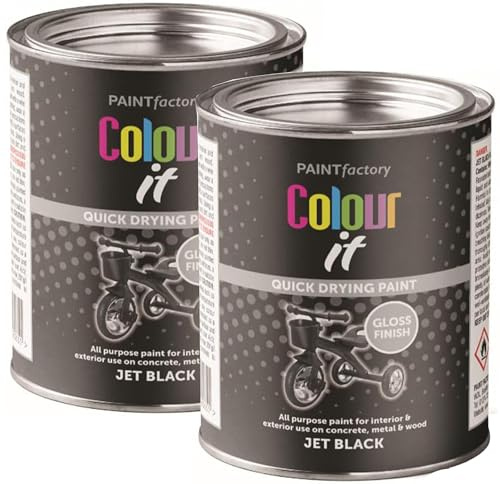 AOC24 - 300ml Jet Black Gloss Paint - Multi Surface Gloss Finish Black Paint - Quick Drying Paint Jet Black - All Purpose Paint for Interior & Exterior Used on Furniture, Concrete, Wood, Metal (2)