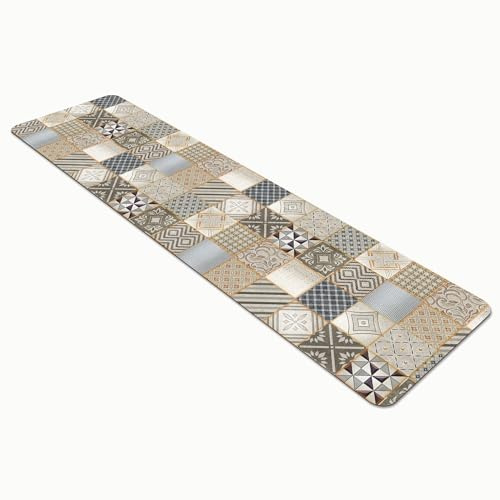 Comart - Tappeto Cucina Austin - Impermeabile - Antiscivolo - Antimacchia - Lavabile in Lavatrice - Passatoia in Poliestere - per Corridoio e Cucina - Made in Italy - Cementine Grigie - 50x270 cm