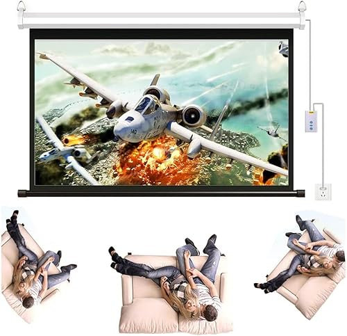 Motorized Projection Screen Home Theater Motorized Projection Screen Wall/Ceiling Mount, Support 3D 4K 1080P(Aspect Ratio 16:9)