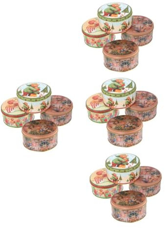 MAGICLULU 4sets Xmas Biscuit Tin Cookie Tins Lids Christmas Candy Storage Biscuit Box Iron Decorative Case 4pcs*4